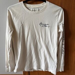 Abercrombie and Fitch White Mens Small Long Sleeve Tee